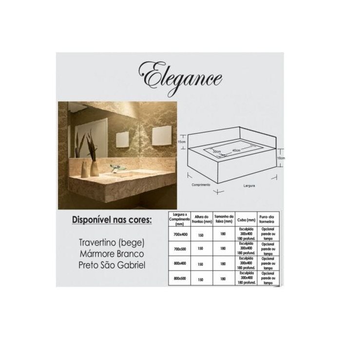 Pia para Banheiro em Mármore Travertino Esculpida 70 x 50 C/Frontal