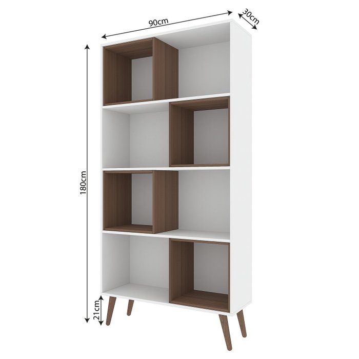 Estante para Livros Retrô com 4 Nichos Removíveis 180cmx90cm