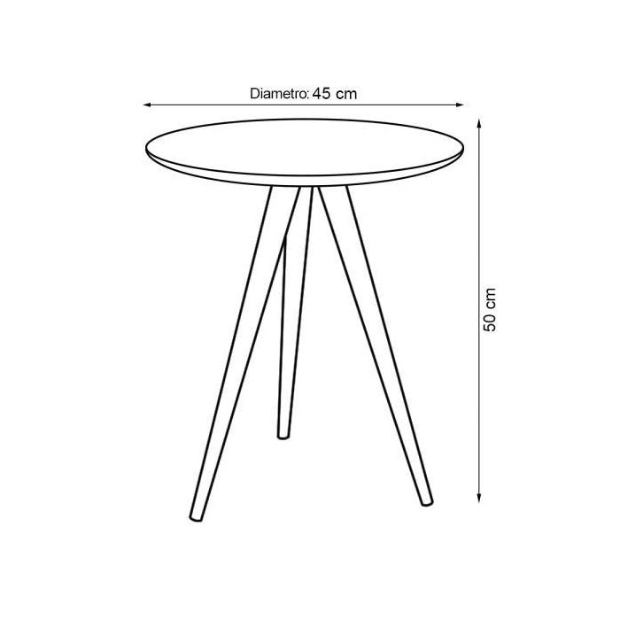 Conjunto Mesa Lateral de Apoio Retrô Pés Palito Off White