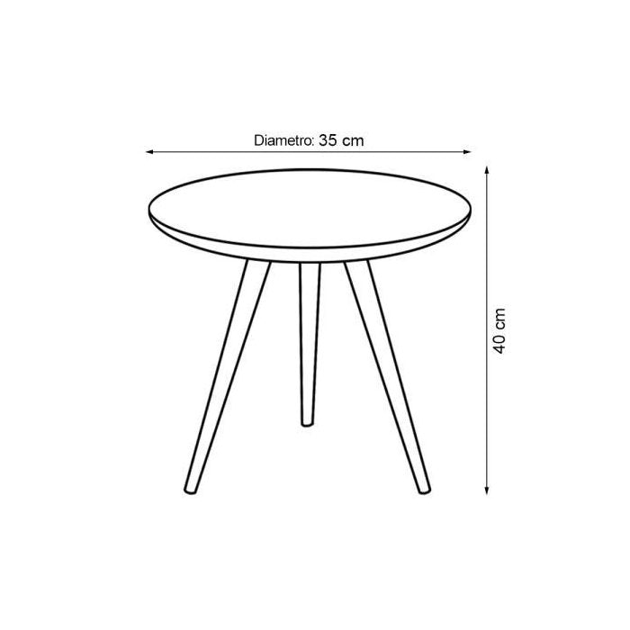Conjunto Mesa Lateral de Apoio Retrô Pés Palito Off White