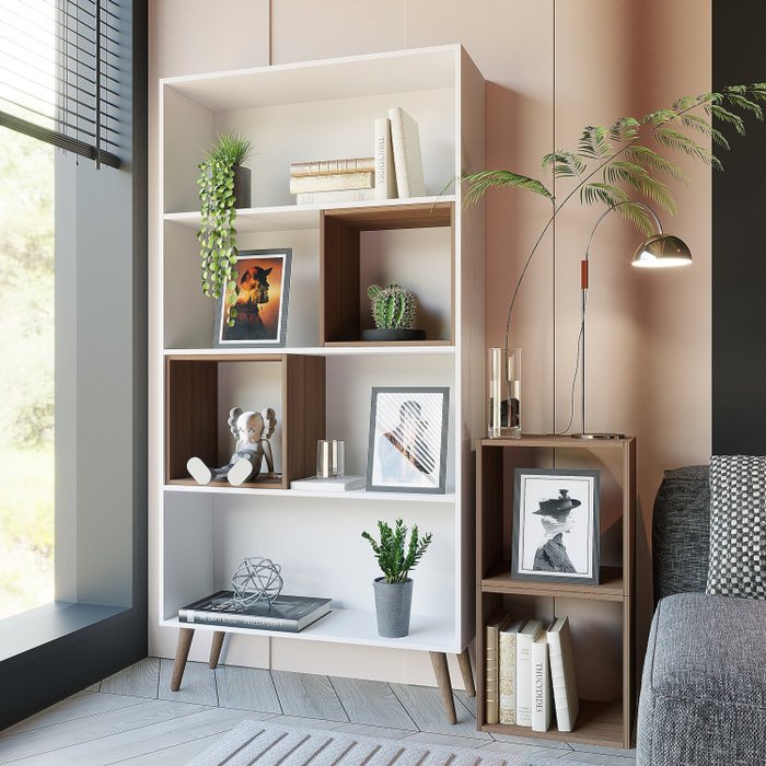 Estante para Livros Retrô com 4 Nichos Removíveis 180cmx90cm