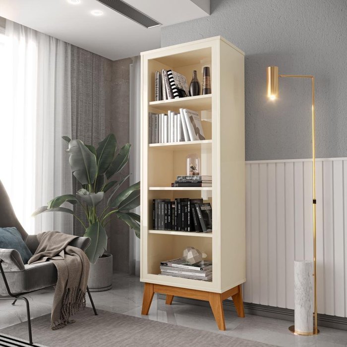 Estante Livreiro 4 Prateleiras com Pés em Mdf