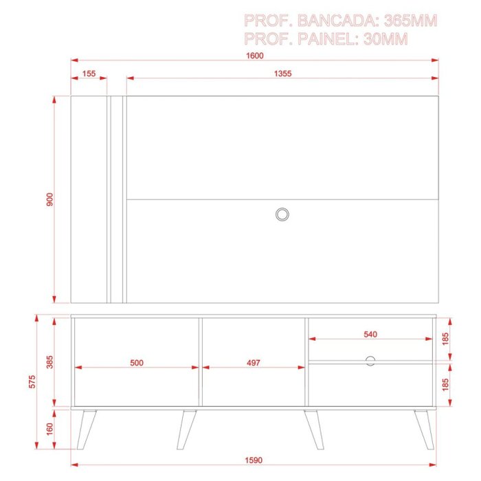 Rack com Painel para TV até 65 Polegadas
